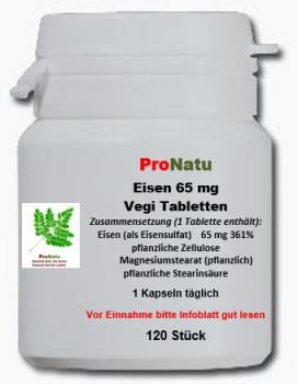 ProNatu 120 Eisen Tabletten 65 mg (Vegetarisch)